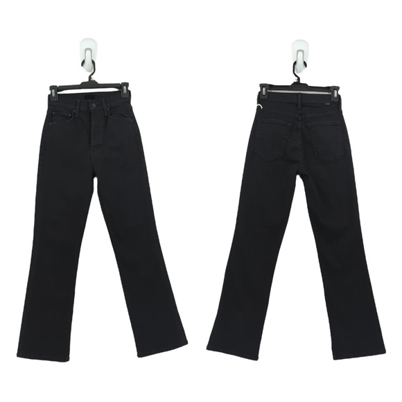 Mother Women 24 Tripper Jeans Not Guilty Black High Rise Flare Button Fly Denim - Picture 1 of 10